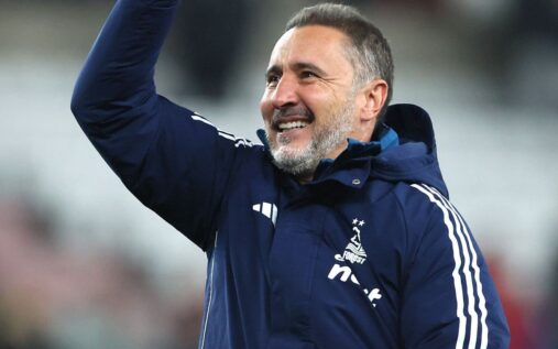Vitor Pereira celebrating Nottingham Forest's 5-0 Premier League victory over Sunderland