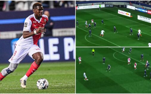 Paul Pogba playing for Monaco in a Ligue 1 match
