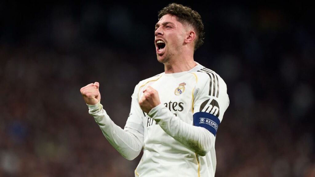 Federico Valverde playing for Real Madrid in the Champions League