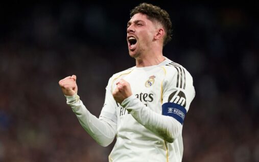 Federico Valverde playing for Real Madrid in the Champions League