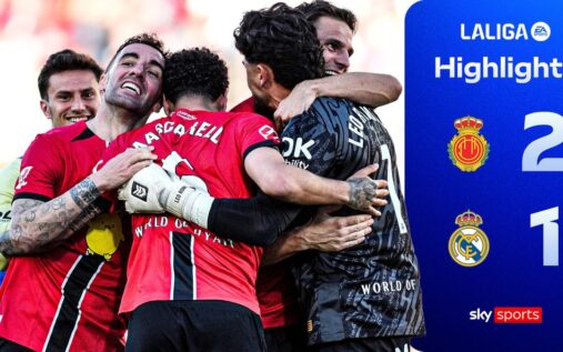 Dejected Real Madrid players react after conceding a late goal against Mallorca