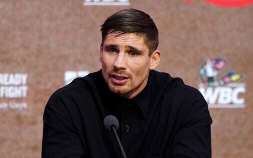 Rico Verhoeven and Oleksandr Usyk facing off ahead of their WBC heavyweight title fight in Egypt