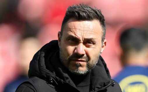 Tottenham manager Roberto De Zerbi looking thoughtful on the touchline during a Premier League match