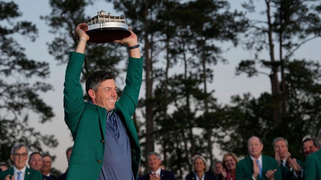 Rory McIlroy wearing his Green Jacket ahead of defending his title at The Masters in Augusta