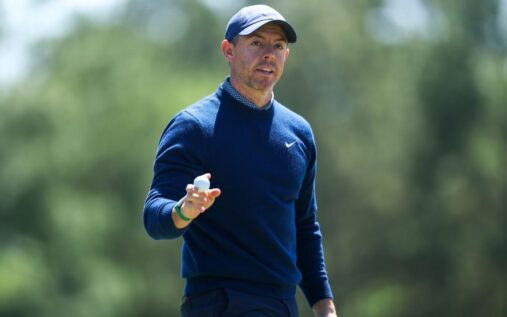 Rory McIlroy swinging his golf club during the opening round of the Masters at Augusta National