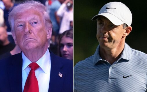 Rory McIlroy observing his shot on the golf course during a PGA Tour event
