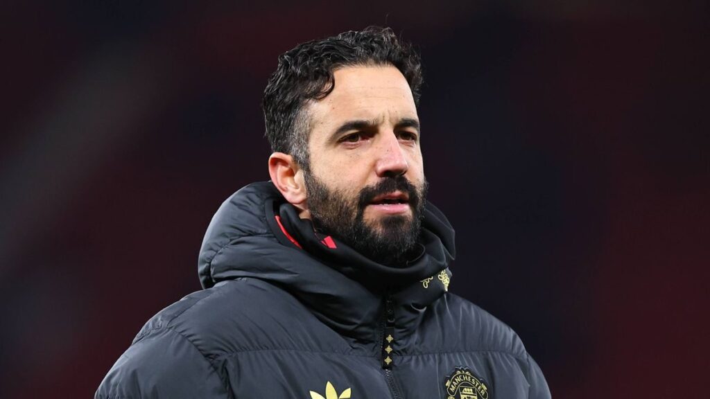 Ruben Amorim standing on the touchline during a Manchester United match
