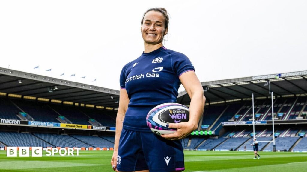 Scotland Women's rugby captain Rachel Malcolm on the pitch