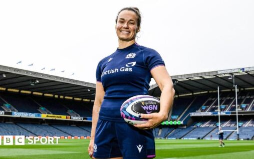 Scotland Women's rugby captain Rachel Malcolm on the pitch