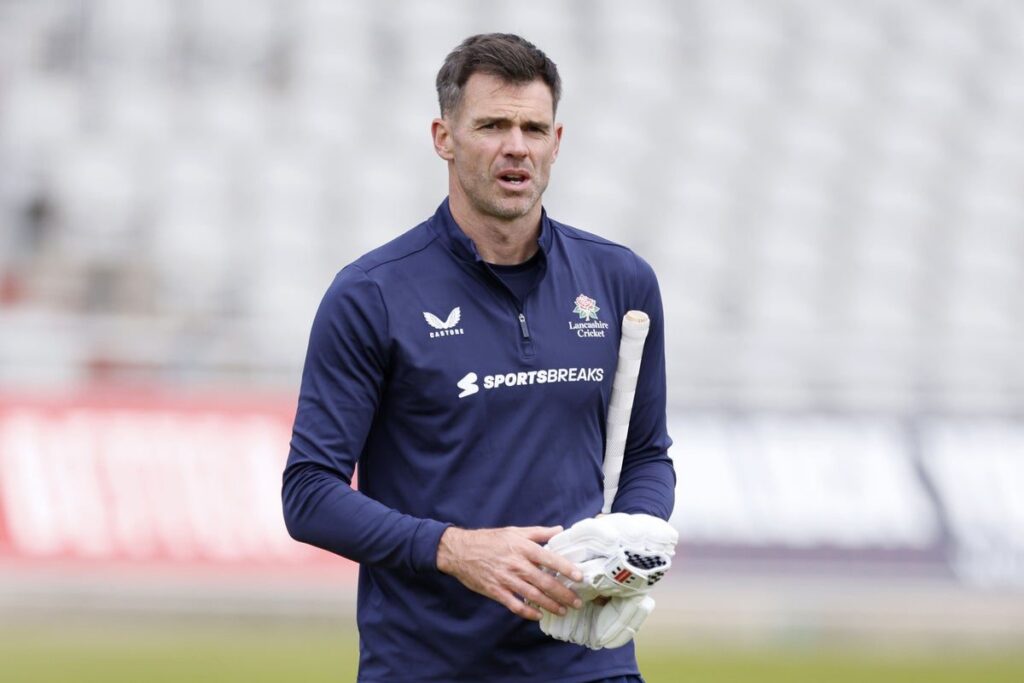 Sir James Anderson bowling for England in Test match cricket