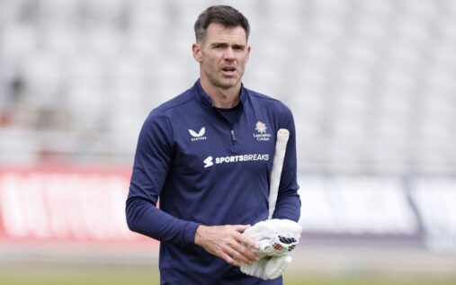 Sir James Anderson bowling for England in Test match cricket