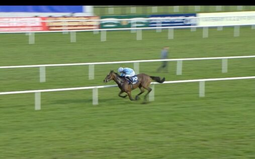 Soldier In Milan crossing the finish line to win the Irish Grand National at Fairyhouse