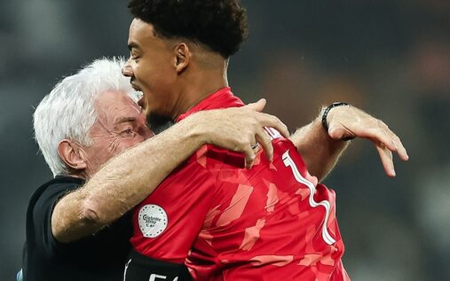 South Africa goalkeeper Ronwen Williams diving to save a penalty kick