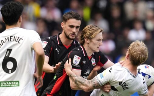 Cameron Archer celebrating his late winning goal for Southampton against Swansea