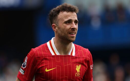 Diogo Jota looking on during a Premier League match for Liverpool