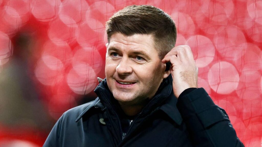 Split image of Steven Gerrard and Bayern Munich winger Michael Olise