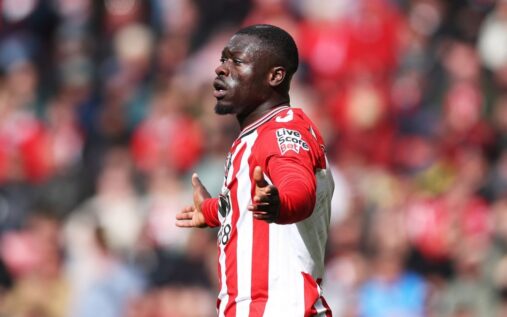 Brian Brobbey playing for Sunderland during a Premier League match against Tottenham