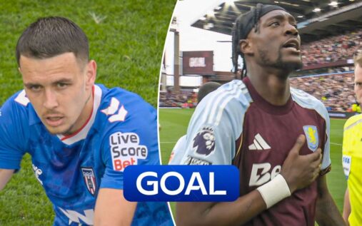 Tammy Abraham celebrating his stoppage-time winning goal for Aston Villa at Villa Park
