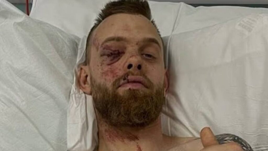 Speedway rider Tobias Thomsen competing on the track for Plymouth Gladiators