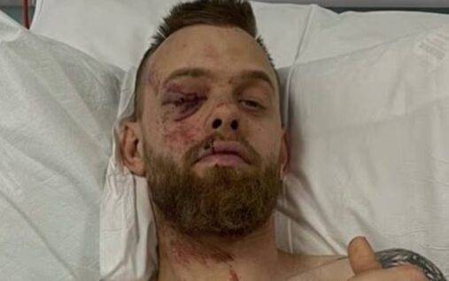 Speedway rider Tobias Thomsen competing on the track for Plymouth Gladiators