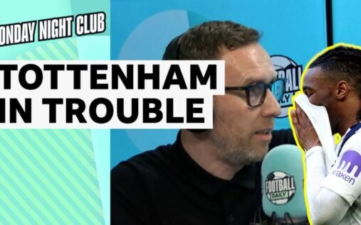 Dejected Tottenham players looking down at the pitch despite securing a victory