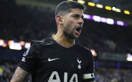 Cristian Romero playing for Tottenham Hotspur in the Premier League
