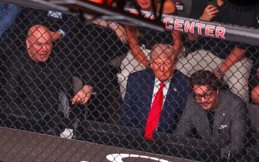 The UFC Octagon set up on the South Lawn of the White House in Washington D.C.