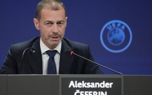 Uefa president Aleksander Ceferin speaking at a press conference