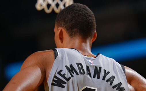 San Antonio Spurs centre Victor Wembanyama dunking a basketball during an NBA game