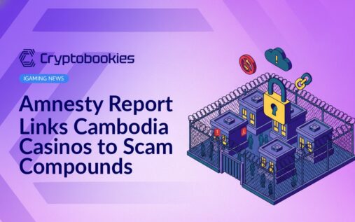 Map of Cambodia highlighting casino locations with overlaid icons representing scam activities and warning signs.