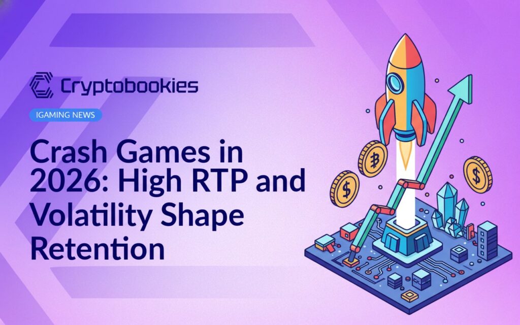 Colorful slot machine reels with spinning symbols and vibrant lights against a dark casino background.