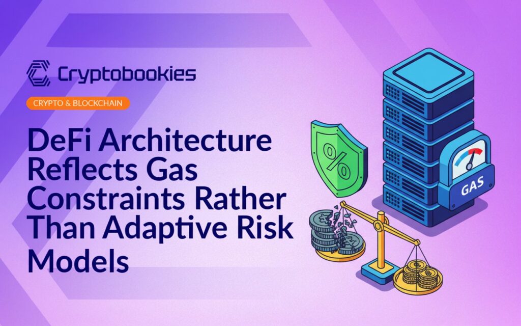 Server stack with a gas meter, shield displaying a percent lock, and cracked coin stacks balanced on a scale.