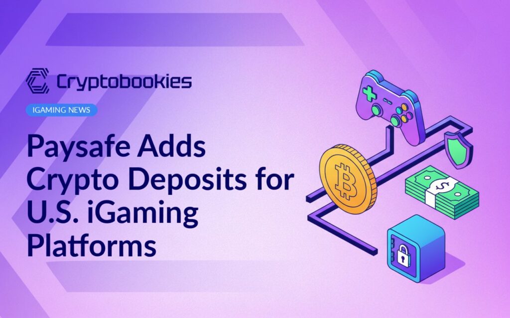 Digital wallet icon with cryptocurrency coins and a gaming controller on a blue background with a U.S. map outline