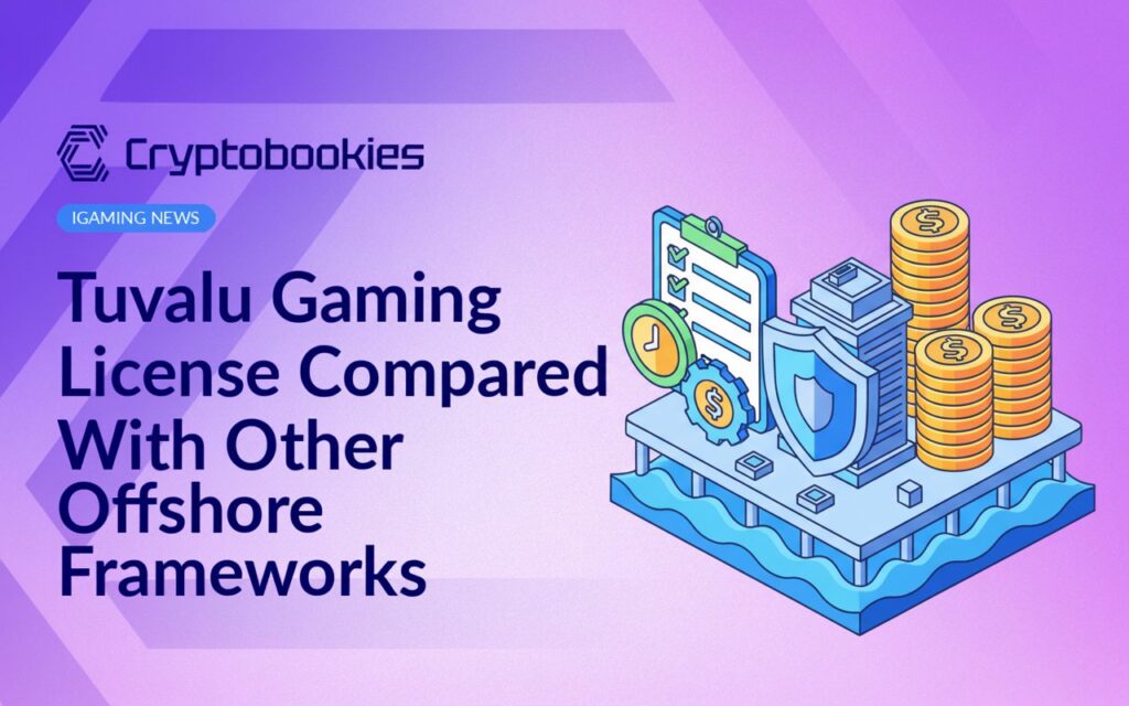 Offshore island office platform beside shield-shaped government building, checklist with clock, and stacked coins on blue background