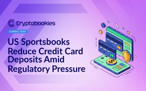 Close-up of a credit card resting on a sportsbook betting slip with a blurred laptop keyboard in the background