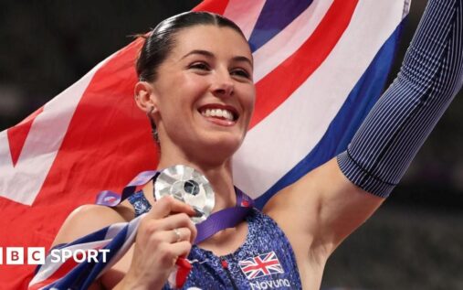 British sprinter Amy Hunt competing on the track during a major athletics championship