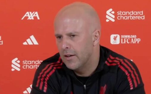 Liverpool manager Arne Slot speaking during a press conference
