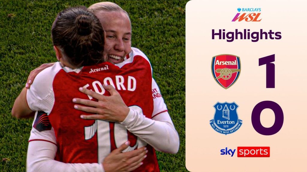 Stina Blackstenius celebrating her late winning goal for Arsenal against Everton in the Women's Super League