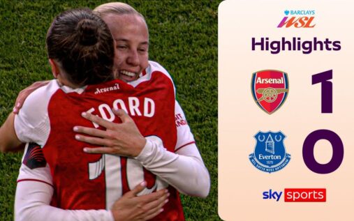 Stina Blackstenius celebrating her late winning goal for Arsenal against Everton in the Women's Super League