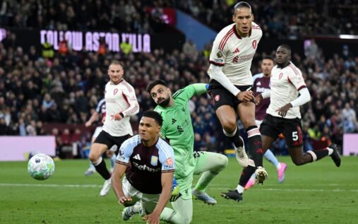 Ollie Watkins celebrating a goal for Aston Villa against Liverpool