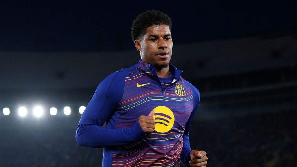 Marcus Rashford playing for Barcelona during a Spanish league match