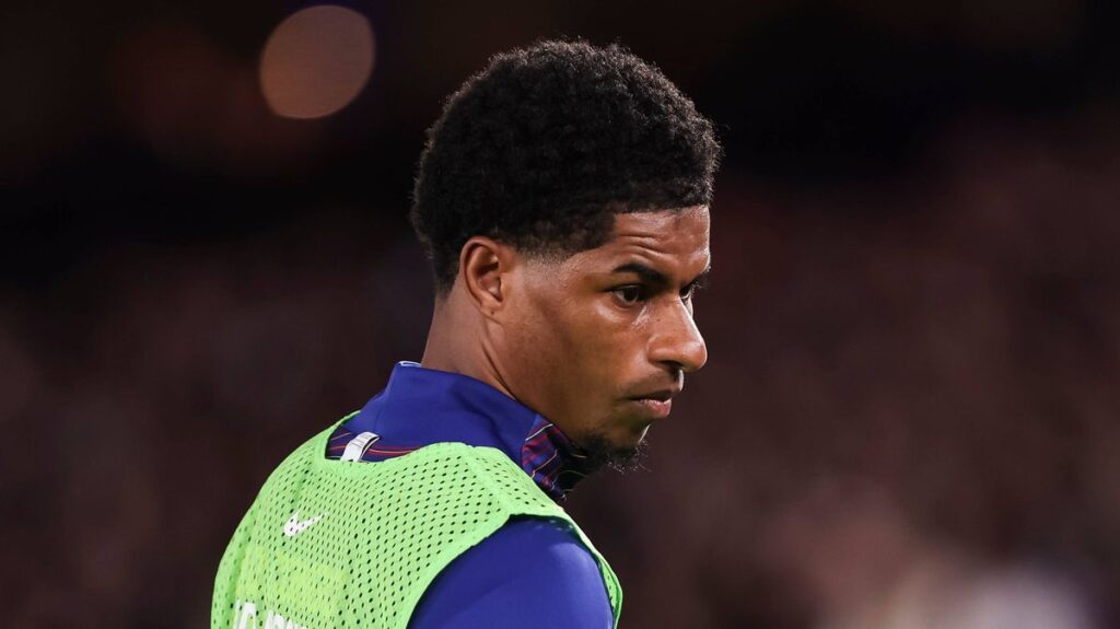 Marcus Rashford in action during a match for Barcelona