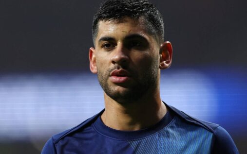 Cristian Romero playing for Tottenham Hotspur in the Premier League
