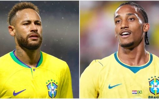 Brazil forward Neymar looking concerned while wearing the national team jersey