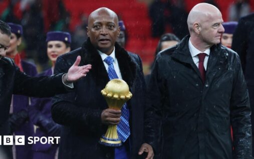 Caf president Patrice Motsepe speaking at a press conference