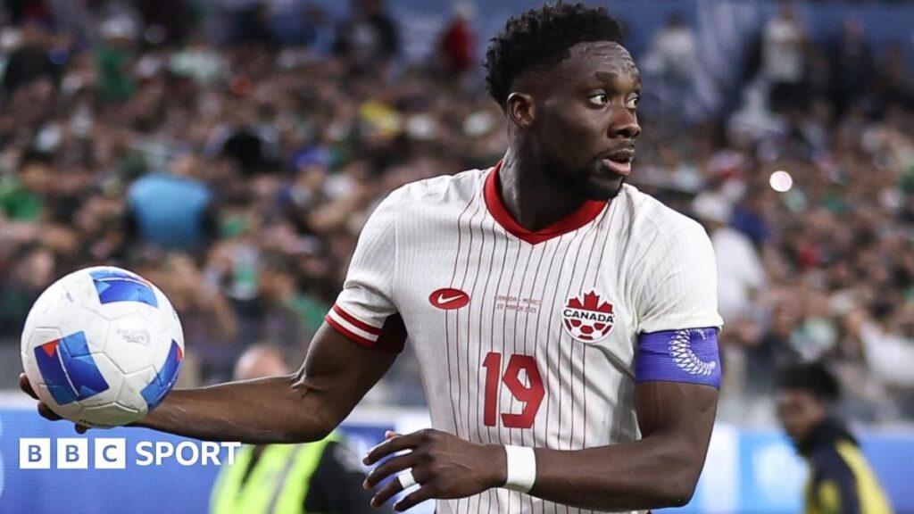 Alphonso Davies playing for the Canada national team