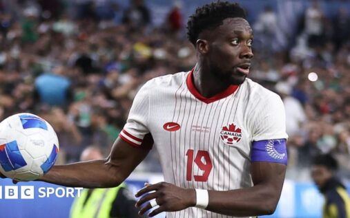 Alphonso Davies playing for the Canada national team