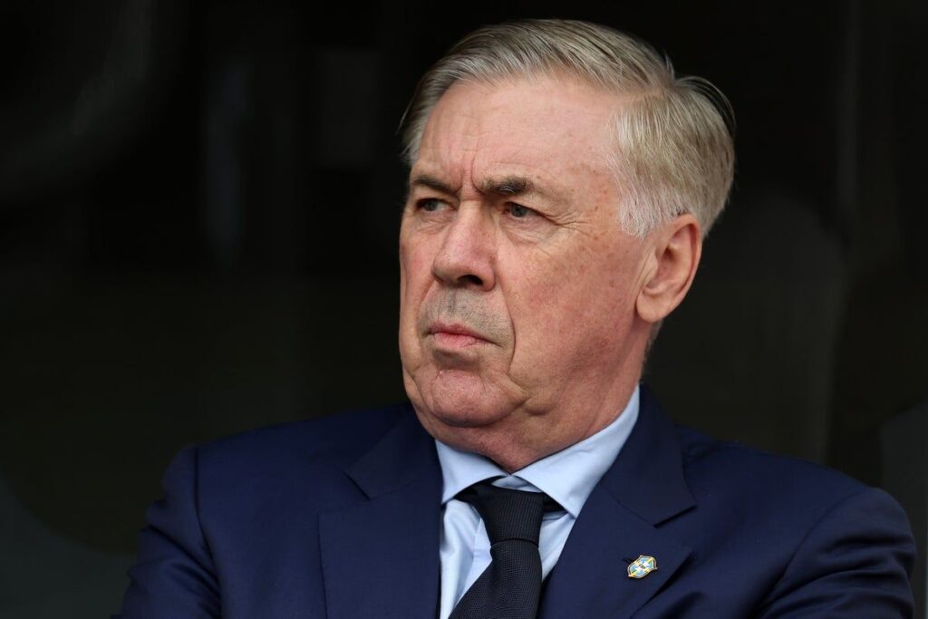 Carlo Ancelotti managing the Brazil national football team from the touchline