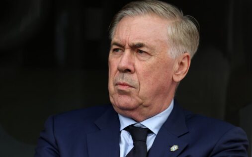 Carlo Ancelotti managing the Brazil national football team from the touchline