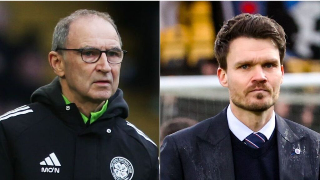 Celtic manager Martin O'Neill and Rangers boss Danny Rohl standing on the touchline during a match